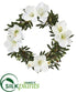 Silk Plants Direct Olive with Amaryllis Artificial Wreath - White - Pack of 1