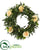Silk Plants Direct Eucalyptus and Camellia Double Ring Artificial Wreath with Twig Base - Peach - Pack of 1