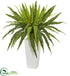 Silk Plants Direct Rippled Birdsnest Artificial Plant on White Tower Planter - Pack of 1