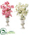 Silk Plants Direct Cherry Blossom Artificial Arrangement in White Urn - White Pink - Pack of 2