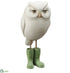 Silk Plants Direct Owl Wearing Boots - Cream Green - Pack of 2