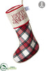 Silk Plants Direct Merry Christmas Plaid Stocking - Red Beige - Pack of 6