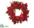 Silk Plants Direct Velvet Poinsettia,  Crabapple, Berry, Pine Wreath - Red - Pack of 2
