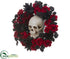 Silk Plants Direct Skull, Rose, Lily Wreath - Beige Red - Pack of 2