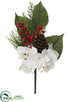 Silk Plants Direct Velvet Hydrangea, Berry,  Pine Cone Spray - White Red - Pack of 12