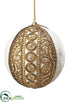 Silk Plants Direct Rhinestone Ball Ornament - Gold White - Pack of 3