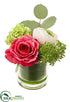 Silk Plants Direct Ranunculus, Rose, Snowball Arrangement - Beauty Pink - Pack of 6
