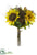 Sunflower, Eucalyptus Leaf, Pine Cone, Long Needle Pine Bouquet - Yellow Brown - Pack of 6
