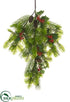 Silk Plants Direct Holly, Berry, Pine Door Swag - Green Brown - Pack of 2