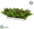 Silk Plants Direct Holly, Berry, Pine Centerpiece With Glass Candleholder - Green Brown - Pack of 1
