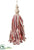 Wood Finial Tassel Ornament With Bell - Red Cream - Pack of 6
