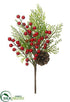 Silk Plants Direct Berry, Pine Cone, Cedar Pick - Red Green - Pack of 24