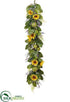 Silk Plants Direct Sunflower, Artichoke, Lavender Garland - Yellow Green - Pack of 1