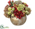 Silk Plants Direct Hydrangea, Echeveria,  Sedum - Burgundy Green - Pack of 1