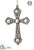 Rhinestone Cross Ornament - Silver Antique - Pack of 6