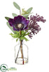 Silk Plants Direct Anemone, Eucalyptus Arrangement - Purple - Pack of 12
