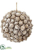 Silk Plants Direct Acorn Ball Ornament - Beige Whitewashed - Pack of 12