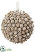 Silk Plants Direct Acorn Ball Ornament - Beige Whitewashed - Pack of 6