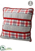 Silk Plants Direct Plaid, Fishbone Pattern Pillow - Red Gray - Pack of 6
