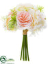 Silk Plants Direct Hydrangea, Rose Bouquet - Cream Coral - Pack of 12