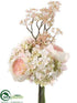 Silk Plants Direct Hydrangea, Rose Bouquet - Peach - Pack of 6