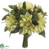 Silk Plants Direct Dahlia, Sedum Bouquet - Green - Pack of 4