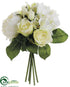 Silk Plants Direct Hydrangea, Rose, Peony Bouquet - Cream Green - Pack of 6