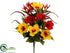 Silk Plants Direct Bird of Paradise, Hibiscus, Amaryllis, Astilbe Bush - Orange Red - Pack of 6