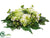 Hydrangea, Snowball, Berry Candle Ring Centerpiece - Green Cream - Pack of 4