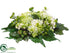 Silk Plants Direct Hydrangea, Snowball, Berry Candle Ring Centerpiece - Green Cream - Pack of 4