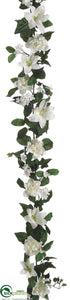 Silk Plants Direct Gardenia, Lily, Pearl Stephanotis, Ivy Garland - White - Pack of 12