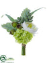 Silk Plants Direct Ranunculus, Snowball Corsage - White Green - Pack of 12