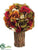 Rose Topiary Bouquet - Orange Green - Pack of 12