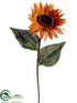 Silk Plants Direct Sunflower Spray - Orange - Pack of 12