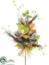 Silk Plants Direct Hydrangea, Carrot, Bird's Nest Spray - Green Orange - Pack of 6