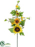 Silk Plants Direct Sunflower, Blossom Spray - Yellow - Pack of 6