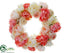 Silk Plants Direct Peony, Ranunculus Twig Wreath - Coral Blush - Pack of 2