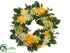 Silk Plants Direct Dahlia, Sedum Wreath - Yellow Green - Pack of 1