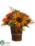 Silk Plants Direct Burlap Sunflower Twig Bundle - Orange - Pack of 2