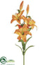 Silk Plants Direct Lily Spray - Orange - Pack of 12