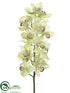 Silk Plants Direct Cymbidium Orchid Spray - Green Burgundy - Pack of 4