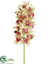 Silk Plants Direct Cymbidium Orchid Spray - Green Burgundy - Pack of 6