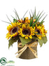 Silk Plants Direct Sunflower, Berry - Mustard Green - Pack of 4