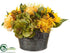 Silk Plants Direct Sunflower, Hydrangea, Protea - Green Yellow - Pack of 2