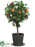 Silk Plants Direct Pomegranate Topiary - Red - Pack of 4
