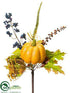 Silk Plants Direct Pumpkin, Queen Anne's Lace, Berry Spray - Butter Scotch Amber - Pack of 6
