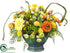 Silk Plants Direct Tulip, Daisy, Mum, Ranunculus - Orange Yellow - Pack of 1