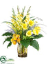 Silk Plants Direct Gladiolus, Tulip, Rose, Bells of Ireland - Yellow Orange - Pack of 1