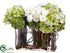 Silk Plants Direct Hydrangea, Ranunculus, Curly Willow Arrangement - Green Cream - Pack of 1