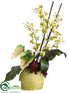 Silk Plants Direct Dendrobium Orchid, Anthurium, Aeonium - Green Burgundy - Pack of 1